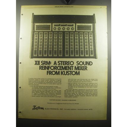 1975 Kustom Electronics XII SRM Mixer Advertisement
