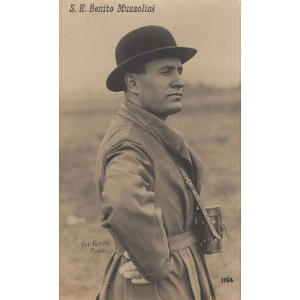 Benito Mussolini In Roma Antique Italian Political Dictator RPC Postcard