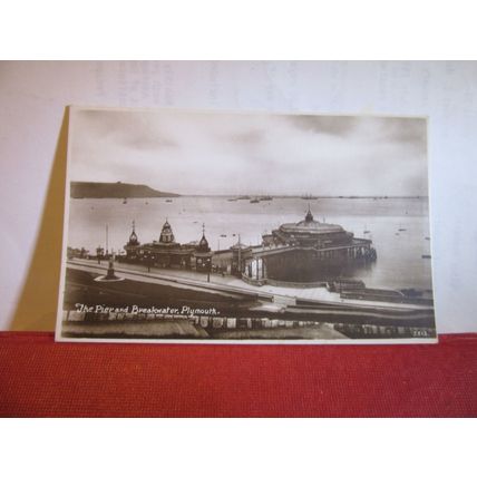 PIER AND BREAKWATER, PLYMOUTH, DEVON unused antique postcard by Battershills =