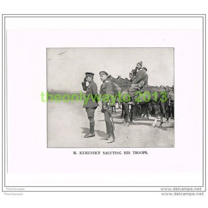 MINISTER KERENSKY, SALUTING HIS TROOPS, BOOK ILLUSTRATION c1914