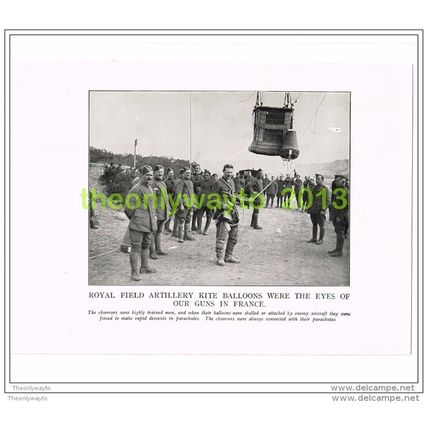 ROYAL FIELD ARTILLERY KITE BALLOONS, EYES OF OUR GUNS, BOOK ILLUSTRATION c1914