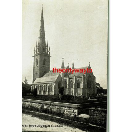 Bodelwyddan Church, Wales, Photochrom Grand Series Postcard