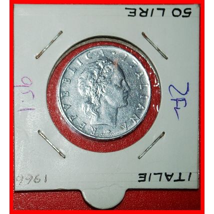 NUDE VULCAN (1954-1989): ITALY ★ 50 LIRAS 1966R! IN HOLDER!★LOW START★NO RESERVE