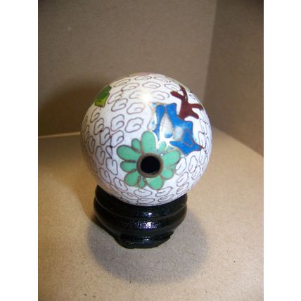 Vintage Cloisonne Enamel Egg w/ Stand 2 1/2" Butterfly