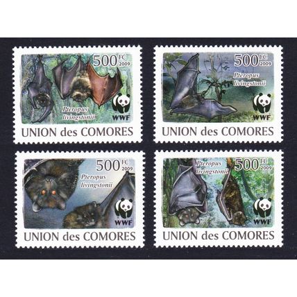 Comoro Is. WWF Livingstone's Fruit Bat 4v 2009 MNH MI#2212-2215