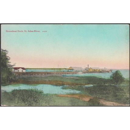 Steamboat Dock, St Johns River, Florida, c.1910 - Bradford & Co Postcard