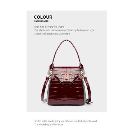 Women Genuine Leather Handbags Crocodile Pattern Handheld Cross Bag Red