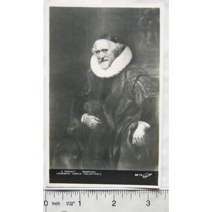 1961 postcard Rembrandt portrait - Warwick Castle Colle