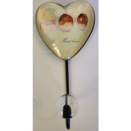 3 Glass Pink Fashion Heart Wall Hooks Chic/Glamour/Diva/Princess Home Decor