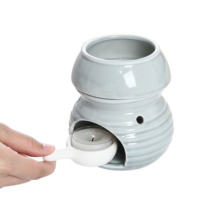 Woodside Home Living Wax Melt Burner with Tea Light Spoon - Grey