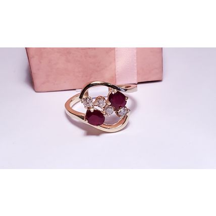 Estate .96ctw Natural Oval Ruby Diamond open Twist 14Kt YG 4.2g S8.25 Ring#22217