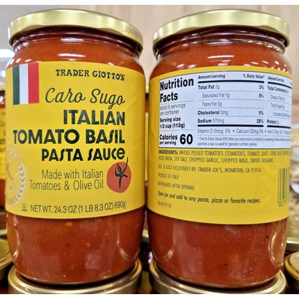 Trader Giotto's Caro Sugo Italian Tomato Basil Pasta Sauce 24.3oz (2 Bottles)