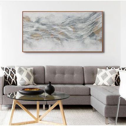 Abstract Wall Art Framed Home Artwork Decor Simple Modern Art Pieces with Gold a