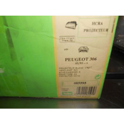 Headlight RH For Peugeot 306 03/92 - 02/97