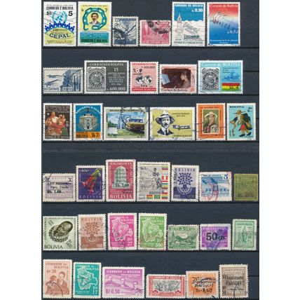 53 Stamp Selection - Bolivia - Used Hinged