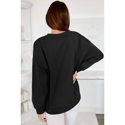 Black Tinsel Game Day Drop Shoulder Graphic Sweatshirt