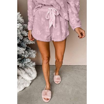 Lavendula Textured Leopard Fleece Loose Two Piece Lounge Set