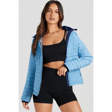 Myosotis Solid Color Quilted Zip-up Puffer Jacket