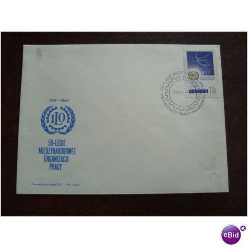 Poland 1969 50th ILO First Day Cover stamp SG1942 Welding Special handstamp