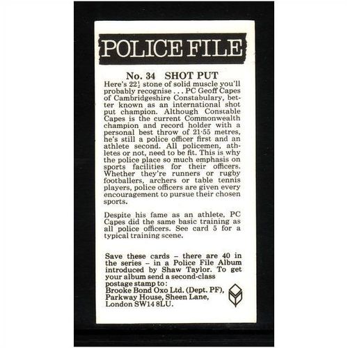 Brook Bond Police File SHOT PUT No 34 Mint