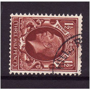 GREAT BRITAIN 1934 1 1/2d RED BROWN WMK SIDEWAYS SG441a FINE USED #2