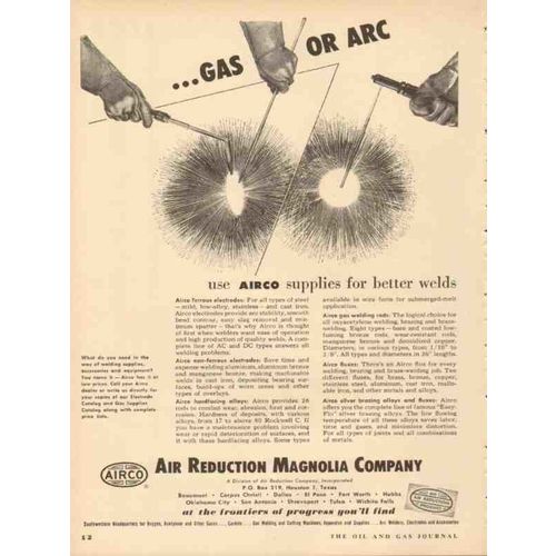 air reduction magnolia company 1953 gas or arc airco welds vintage ad