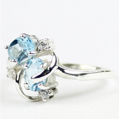 Swiss Blue Topaz, 925 Sterling Silver Ladies Ring, SR016