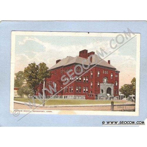 CT Bridgeport Barnum School Street Scene Intersection w/Horse & Wagon ct_b~287