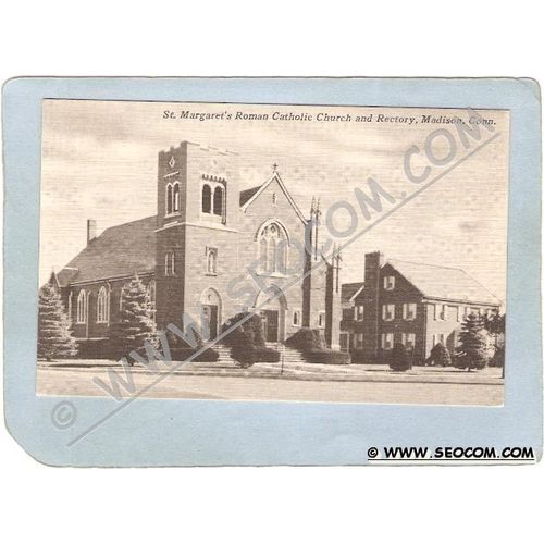 CT Madison Postcard St Margaret's Roman Catholic Church & Rectory ct_box3~1205