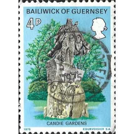 GUERNSEY, Victor Hugo Statue, Candie Gardens, blue 1975, 4p