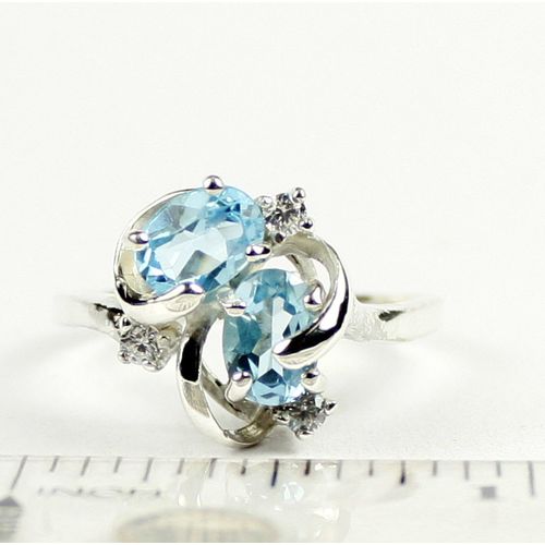 Swiss Blue Topaz, 925 Sterling Silver Ladies Ring, SR016