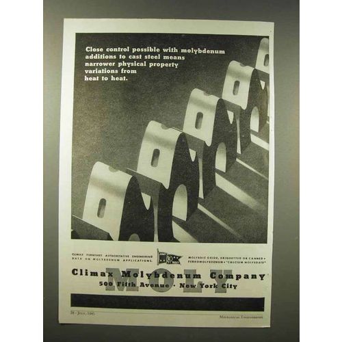 1945 Climax Molybdenum Ad - Close Control Possible