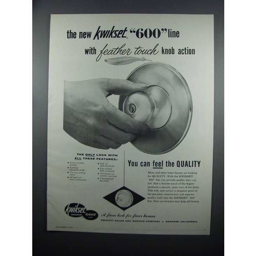 1954 Kwikset 600 Line Locksets Ad - Feather Touch