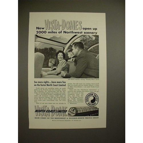 1954 Northern Pacific Railway Ad - New Vista-Domes