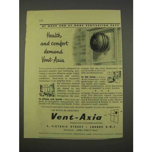 1955 Vent-Axia Ventilation Ad - Health and Comfort