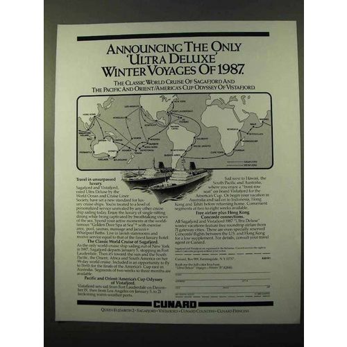 1986 Cunard Cruise Ad - Ultra Deluxe Winter Voyages