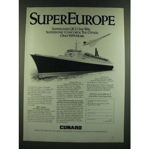 1986 Cunard QE2 Cruise Ad - SuperEurope