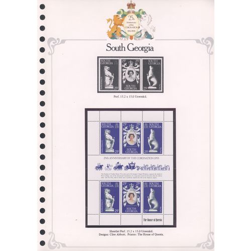 South Georgia - 1978 - 25th Anniv of Coronation QE11 SG67/9 Souviner Sheet