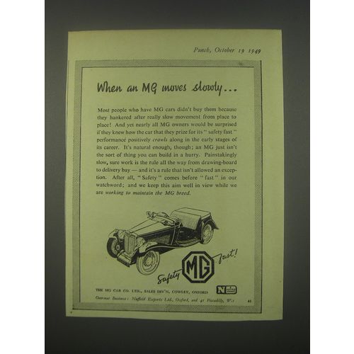 1949 MG Cars Ad - When an MG moves slowly