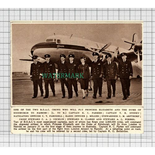 C3107) BOAC Crew Royal Flight Stoney Arpthorp Cocklin Parker Forbes - 1952 Clip