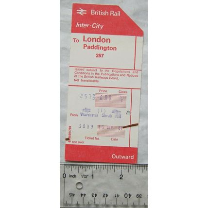 1981 ticket British Rail Inter-City Bath Spa / London Paddington 257