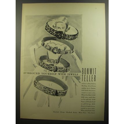 1952 Bonwit Teller Belts by Ben King Ad - Surround yourself with jewels
