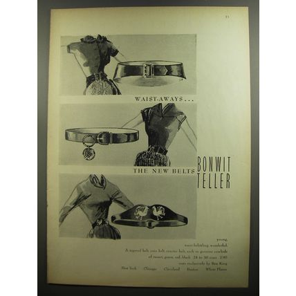 1952 Bonwit Teller Belts by Ben King Advertisement - Waist-Aways