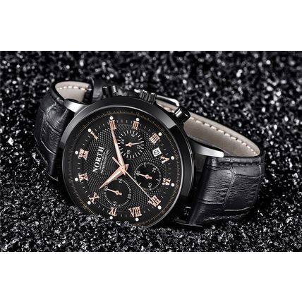 New Men’s North Black & Gold Color Chronograph Luxury Dress Watch