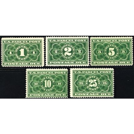 JQ1-5, Mint Neat HR 1¢-25¢ - Parcel Post Set SCV $257.00 - Stuart Katz