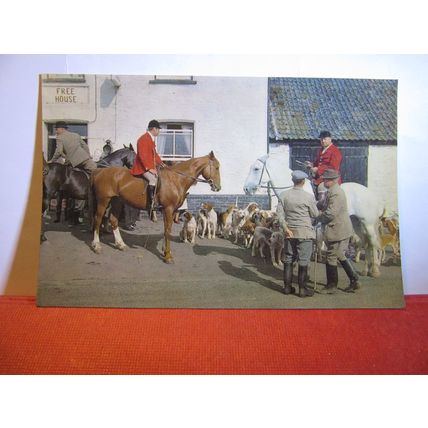 FOX-HUNTING MEET unused postcard by J. Salmon =