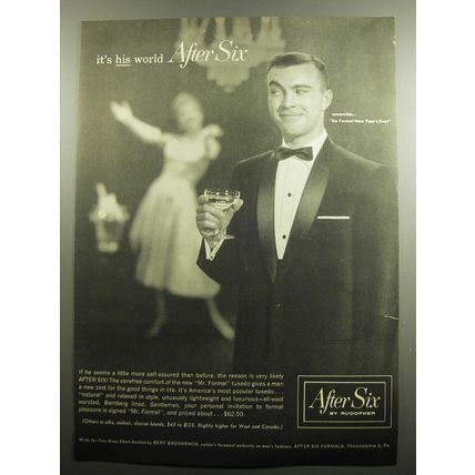 1957 After Six Mr. Formal Tuxedo Ad - It's his world After Six