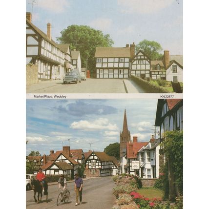 Market Place Weobley Hereford & Red Lion Bicycle 2x Postcard