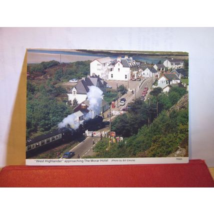 STEAM TRAIN, 'WEST HIGHLANDER' AT MORAR HOTEL, INVERNESS-SHIRE unused postcard =