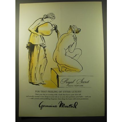 1960 Germaine Monteil Royal Secret Bath Perfume Ad - For feeling of utter luxury